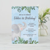 Elephant Birthday Einladung (Stehend Vorderseite)