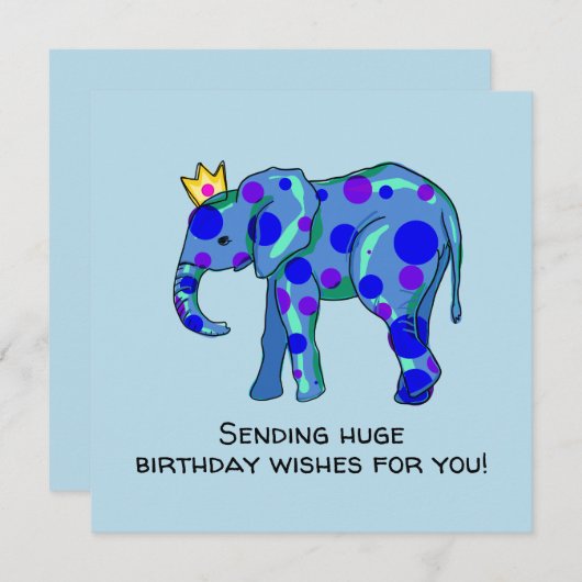 Elephant Birthday Flat Card (Vorne/Hinten)