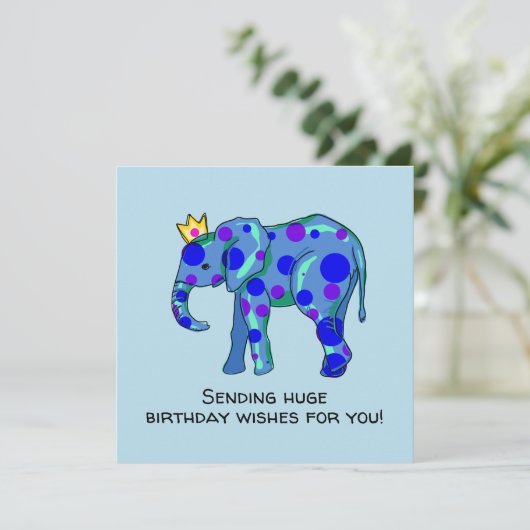 Elephant Birthday Flat Card (Stehend Vorderseite)