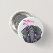 Elephant Birthday Girl Button (Vorne & Hinten)