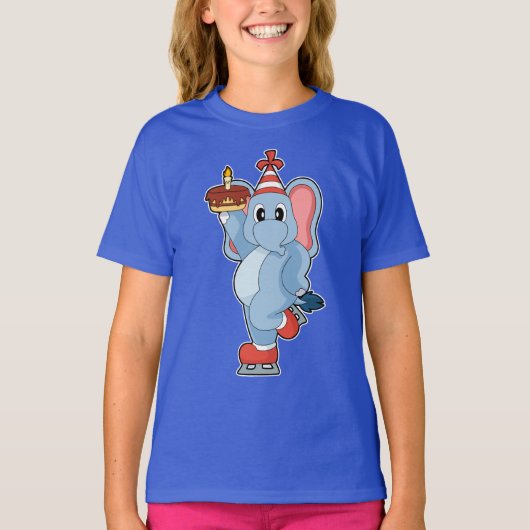 Elephant Birthday Ice Skaten T-Shirt (Vorderseite)