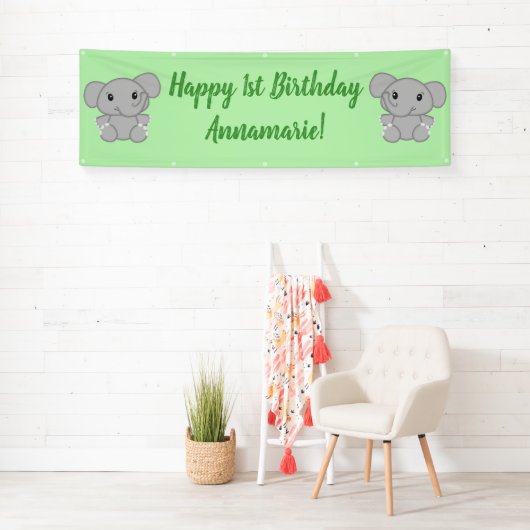 Elephant Birthday Party Banner (Insitu)