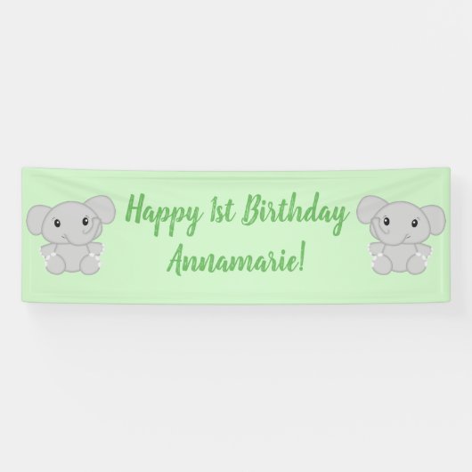 Elephant Birthday Party Banner (Horizontal)