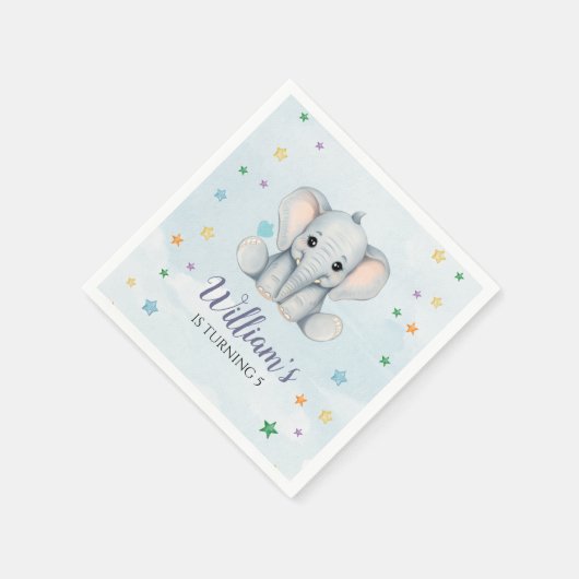 Elephant Birthday Party Serviette (Ecke)