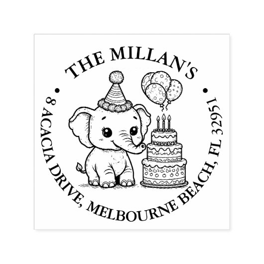 Elephant Birthday Theme Permastempel (Design)