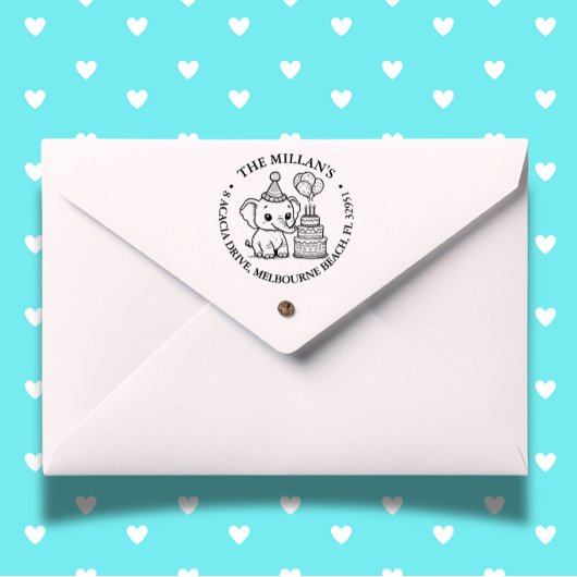 Elephant Birthday Theme Permastempel