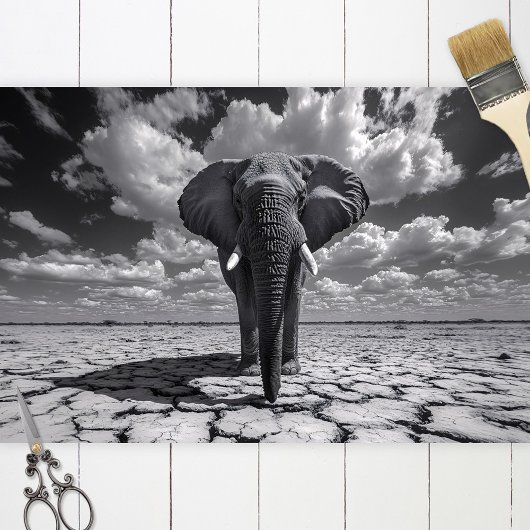 Elephant Black and White Decoupage Seidenpapier