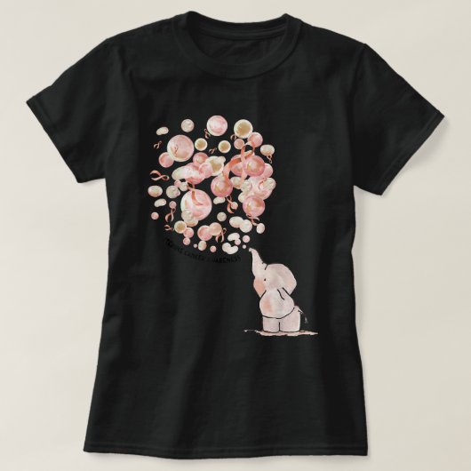 Elephant bläst Pfirsichblasen auf Uteruskrebs Aw T-Shirt (Design vorne)