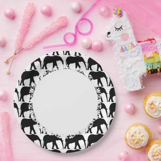 Elephant-blau-weiß—Lace_M-L Pappteller (Party)