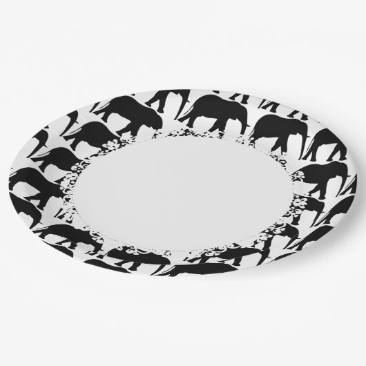 Elephant-blau-weiß—Lace_M-L Pappteller (Schrägansicht)