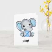 Elephant Blue Baby Boy 3. Geburtstagkarte Karte (Gelbe Blume)