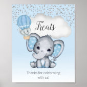 Elephant Blue Balloon Baby Dusche Leckereien Poste Poster (Vorne)