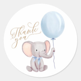 Elephant Blue Balloon Baby Dusche Vielen Dank Runder Aufkleber