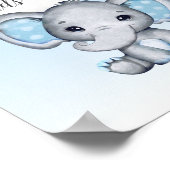 Elephant Blue Balloon Baby Duschkarten Geschenke Poster (Ecke)