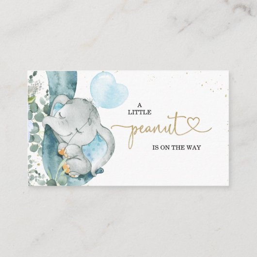 Elephant Blue Balloon Baby Duwer Diaper Raffle Begleitkarte (Rückseite)