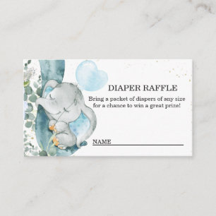 Elephant Blue Balloon Baby Duwer Diaper Raffle Begleitkarte