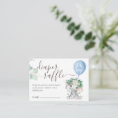 Elephant Blue Balloon Baby Shower Diaper Raffle Begleitkarte (Stehend Vorderseite)