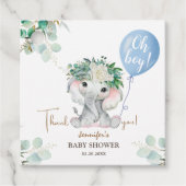 Elephant Blue Balloon Greenery Oh Boy Baby Shower Geschenkanhänger (Vorderseite)
