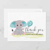 Elephant Blue Balloons Danke Karte (Vorne/Hinten)