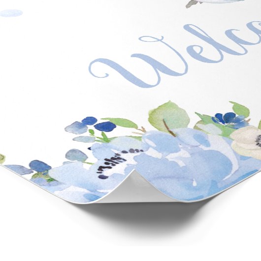 Elephant Blue Boy Baby Dusche Dumbprints Tree Poster (Ecke)