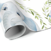 Elephant Blue Boy Baby Shower Geschenkpapier (Rolleneckpunkt)