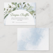 Elephant Blue Boy Greenerie Diaper Raffle Begleitkarte (Vorne/Hinten)