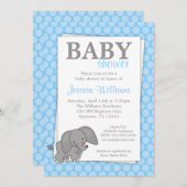 Elephant Blue Dots Baby Shower Einladungen (Vorne/Hinten)