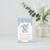 Elephant Blue Floral Baby Dusche bringen ein Buch Begleitkarte (Stehend Vorderseite)