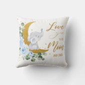 Elephant Blue Floral Liebe Sie zum Mond und zurück Kissen (Rückseite)