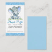 Elephant Blue Glitzer Diaper Raffle Baby Dusche Begleitkarte (Vorne/Hinten)