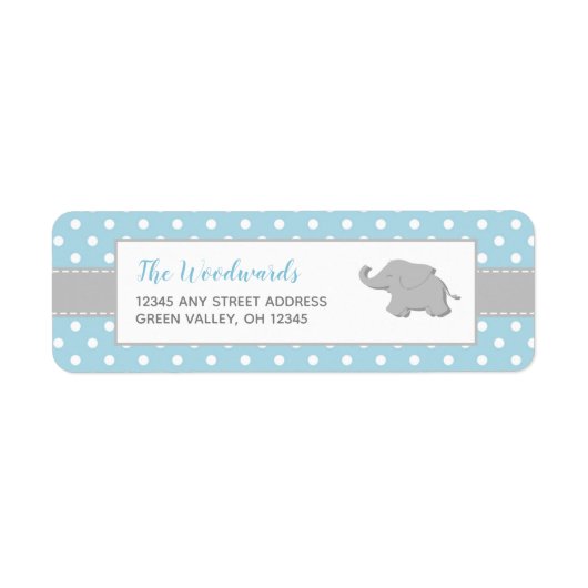 Elephant Blue Gray Polka Dot Boy Baby Dusche (Vorne)