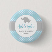 Elephant Blue Gray Polka Dot Boy Baby Dusche Button (Vorderseite)