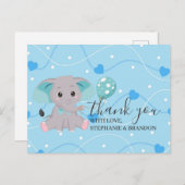 Elephant Blue Herz Balloons Danke Karte (Vorne/Hinten)