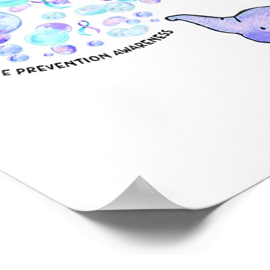 Elephant Blue Lila Balloons Suicide Prevention A Poster (Ecke)