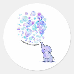 Elephant Blue Lila Balloons Suicide Prevention A Runder Aufkleber