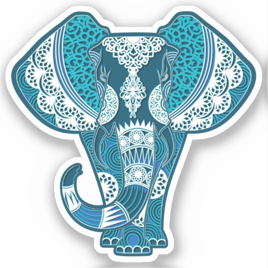 Elephant Blue Mandala Animal Sticker (Vorderseite)