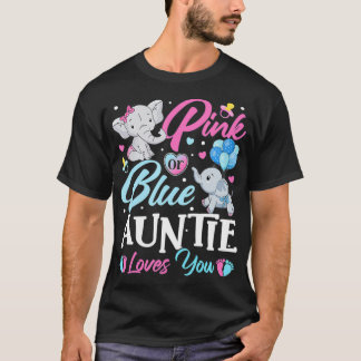 Elephant Blue Pink Auntie Loves You Pregnancy Reve T-Shirt
