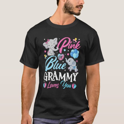Elephant Blue Pink Grammy Lieben Sie Schwangerscha T-Shirt (Vorderseite)