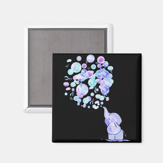 Elephant Blue Purple Balloons Suicide Prevention A Magnet (Vorderseite/Rückseite)