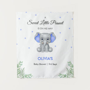 Elephant Blue Stars Boy Babydusche Hintergrund Wandteppich