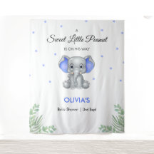 Elephant Blue Stars Boy Babydusche Hintergrund