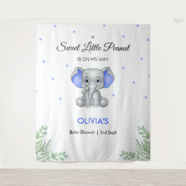 Elephant Blue Stars Boy Babydusche Hintergrund Wandteppich