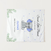 Elephant Blue Stars Boy Babydusche Hintergrund Wandteppich (Vorderseite (Horizontal))