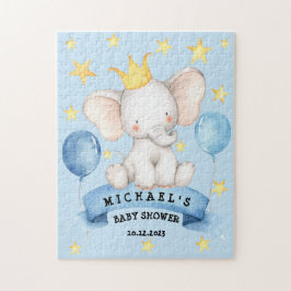 Elephant Blue Stars Ribbon Game Baby Dusche Puzzle