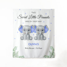 Elephant Blue Twin Boys Baby Duschvorhang