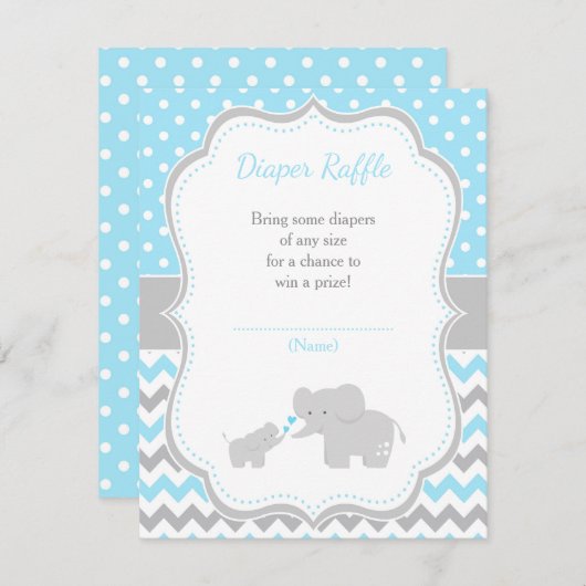 Elephant Blue und Gray Baby Dusche Begleitkarte (Vorne/Hinten)