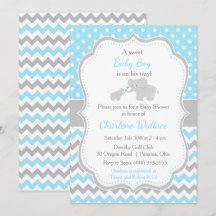 Elephant Blue und Gray Baby Dusche