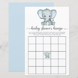 Elephant Blue Watercolor Baby Bingo Showspiel