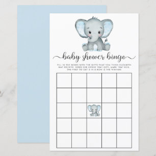 Elephant Blue Watercolor Baby Bingo Showspiel