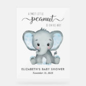 Elephant Blue Watercolor Baby Boy Dusche Acrylschild (Vorderseite)